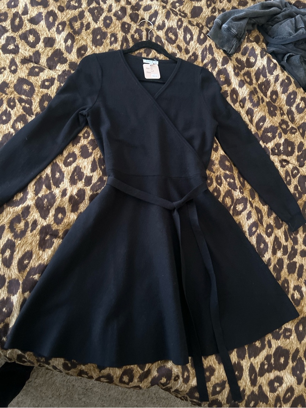 Calista Black Wrap Fit & Flare Dress Size Small NWT
